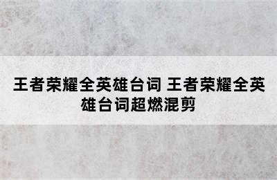 王者荣耀全英雄台词 王者荣耀全英雄台词超燃混剪